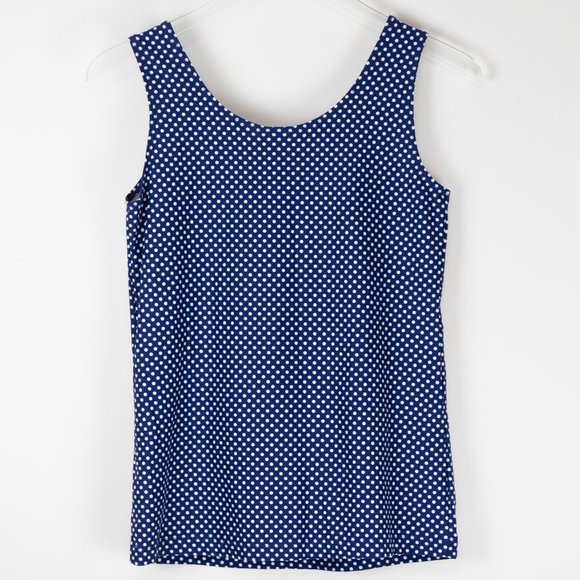 Chico's Dazzling Dot Tank Top Polka Dot Stretch Blue White Size 0 Small New - Picture 3 of 7